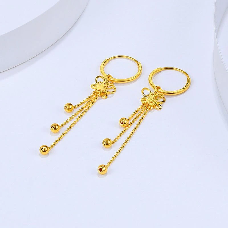 铜合金耳饰 流苏小蝴蝶耳线金色耳饰女耳坠轻奢高级感通勤风百搭