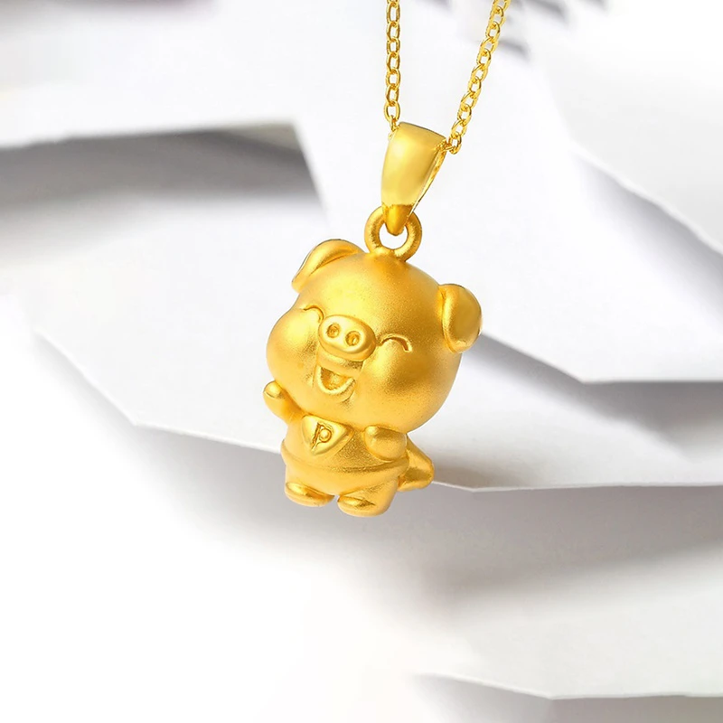 铜合金吊坠 超人猪吊坠金色项链女创意ins风轻奢转运猪挂坠高级感