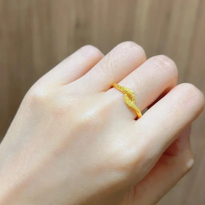 铜合金戒指 古法磨砂素圈戒指女小丝带小版绕花指环简约小众百搭