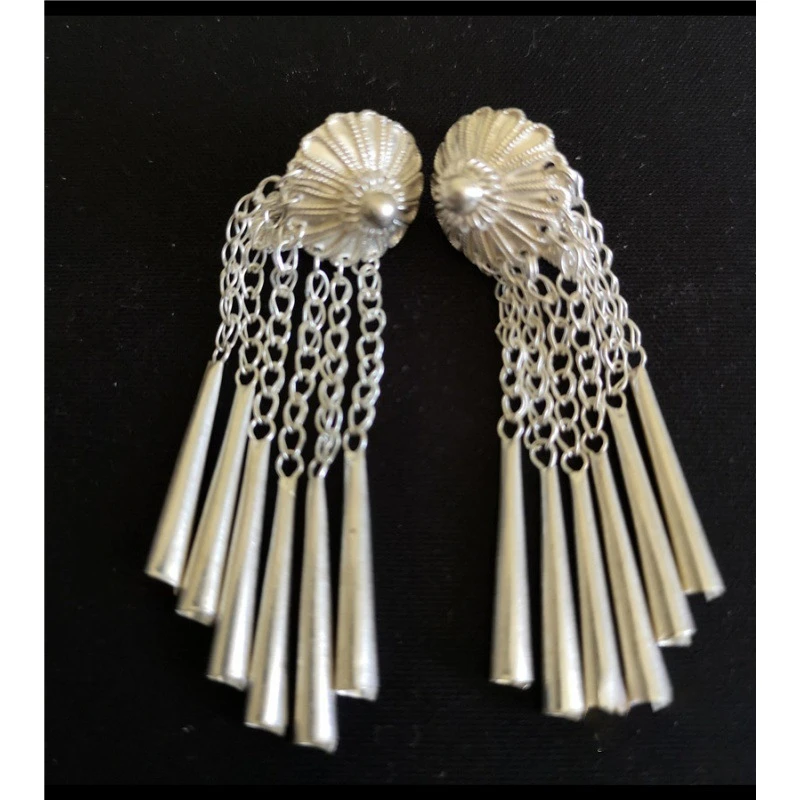 铜合金耳饰 凉山彝族银色纯手工耳环耳坠民族风耳饰轻奢小众饰品