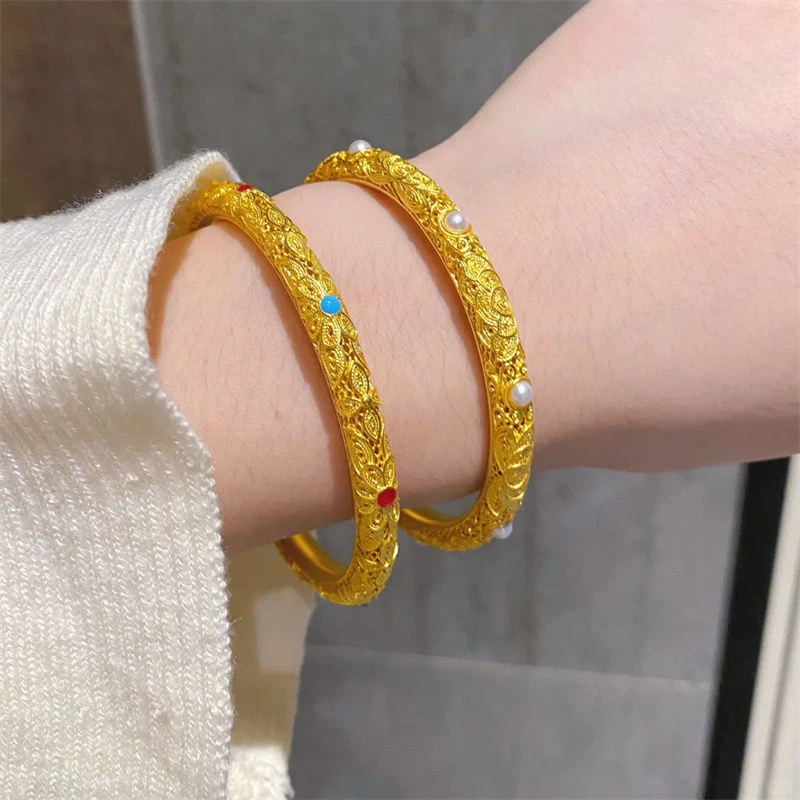 铜合金手镯 新中式花丝手镯女典雅温婉贵气手环高级感小众饰品