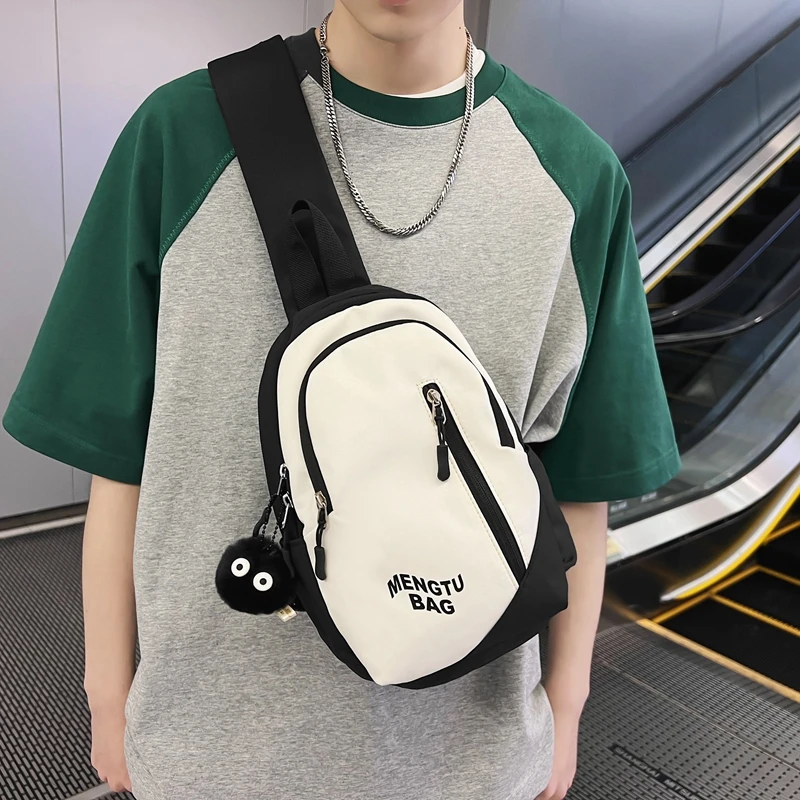 潮流男日系工装风运动腰包新款休闲百搭学生骑行单肩胸包潮背包