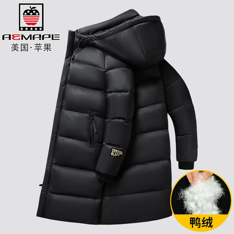 美国苹果羽绒服男中长款冬季高端黑金极寒超加厚保暖外套鸭绒冬装