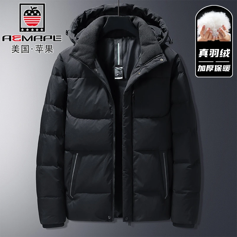 美国苹果冬天加厚羽绒服男冬季极寒防寒冬装短款宽松保暖鸭绒外套