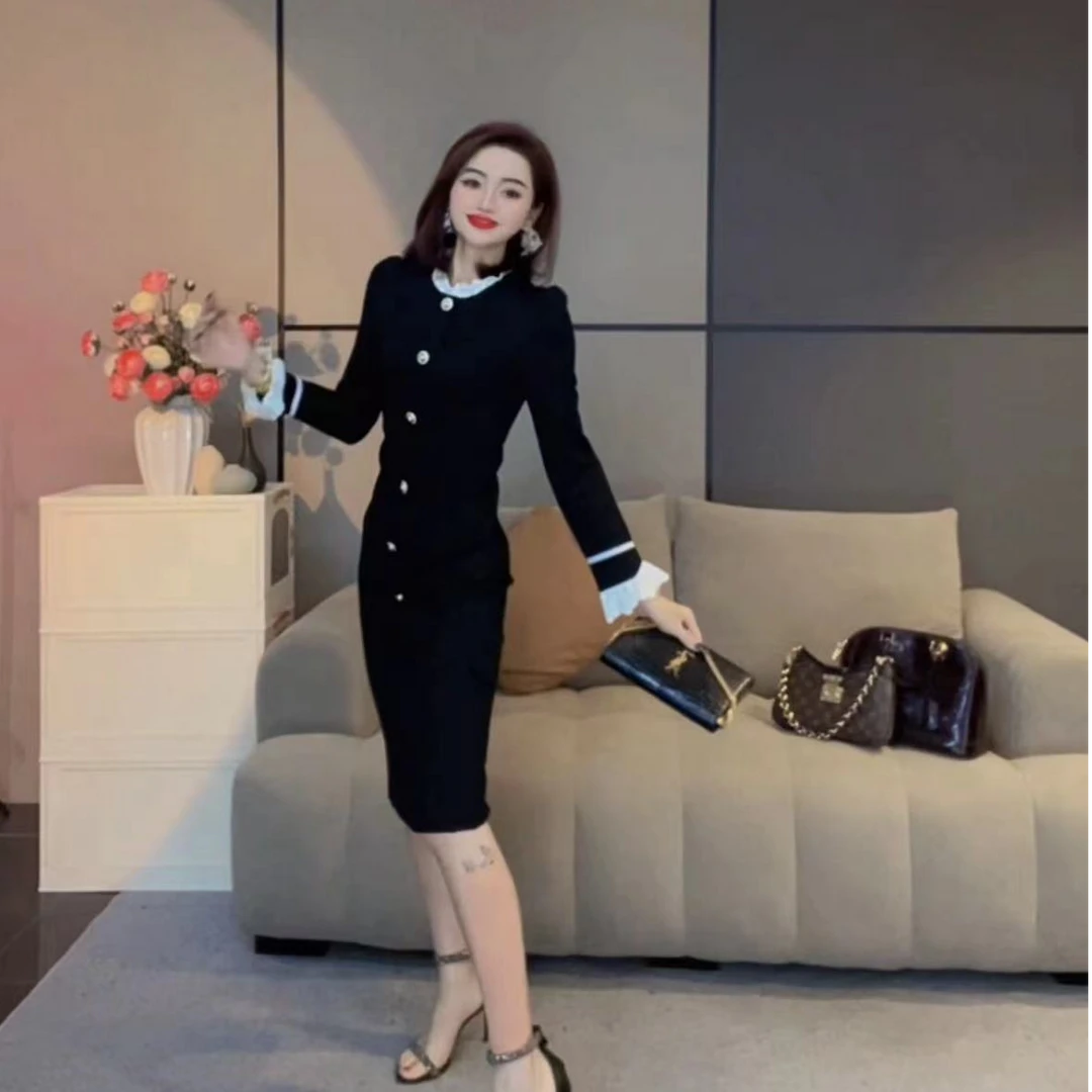 【丹丹严选】秋冬新款法式赫本风修身显瘦女装连衣裙-1215-7