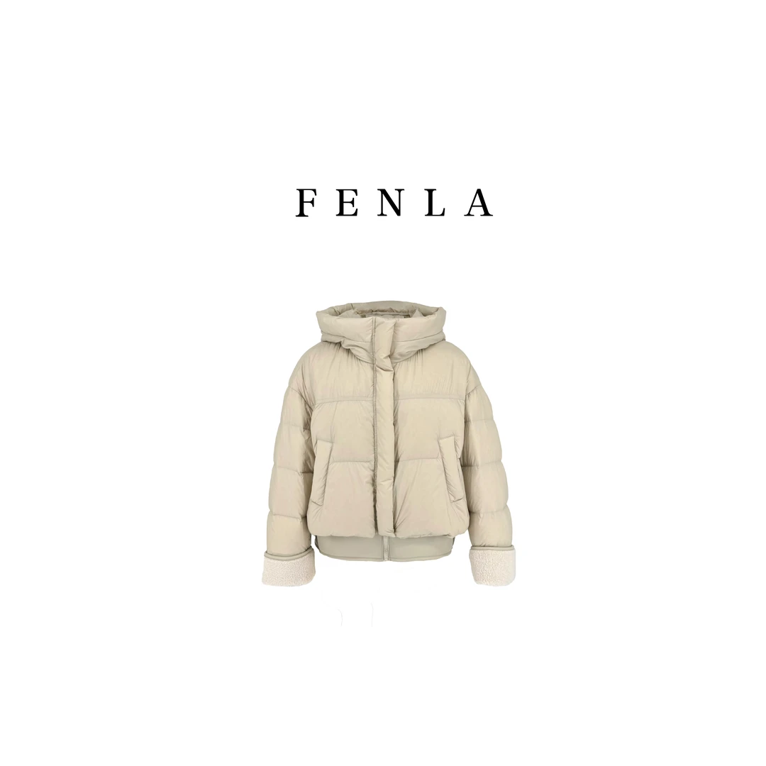 【惠姐私服】小个子时尚羽绒服女短款连帽加厚90白鸭绒面包服 83087