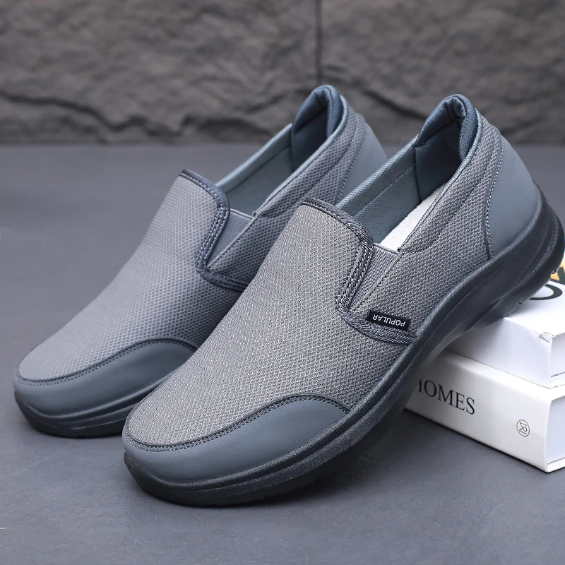 老北京布鞋休闲软底中老年男士户外鞋耐磨防滑散步鞋一脚蹬爸爸鞋