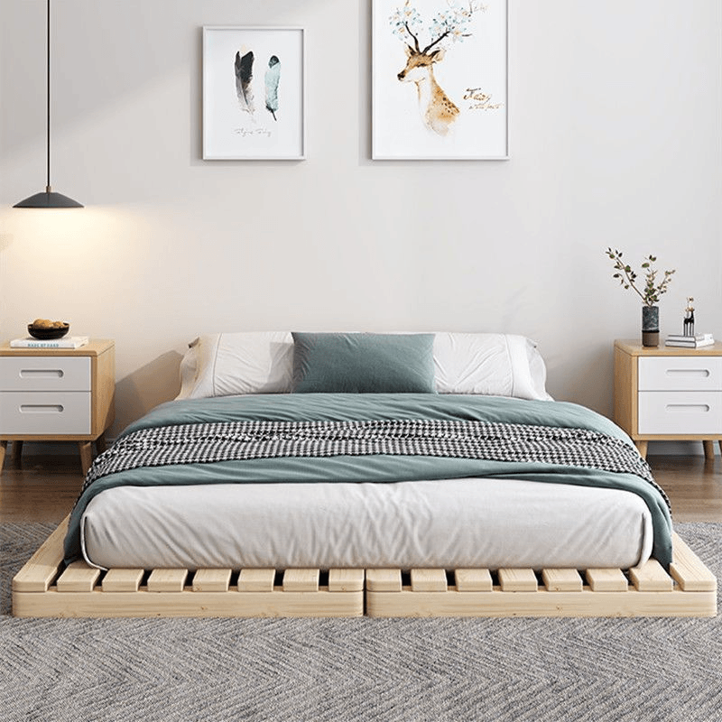 实木榻榻米矮床板整块防潮排骨架落地铺民宿地台硬床垫床架实木床