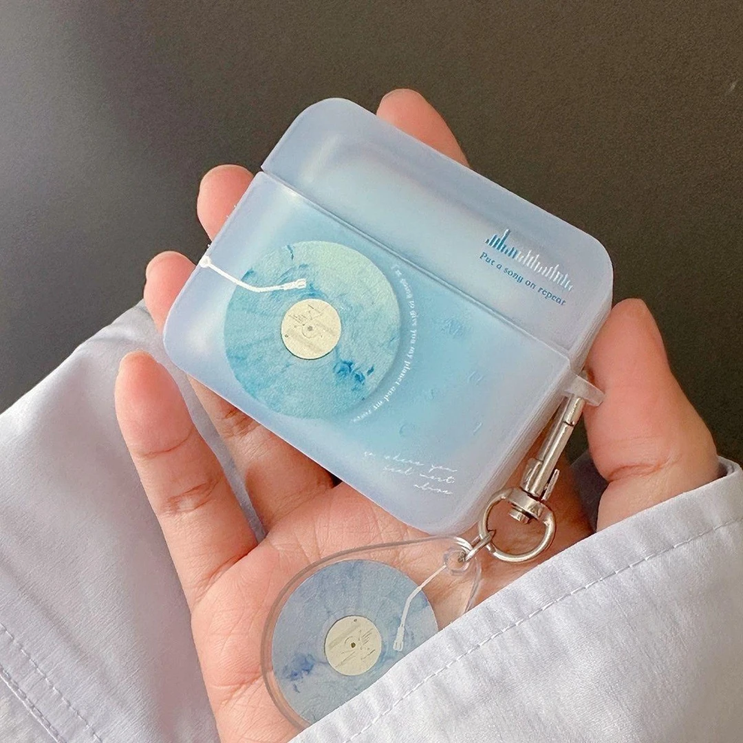 原创森林唱片苹果耳机壳适用Airpods1/2/3/pro/pro2代方形磨砂壳
