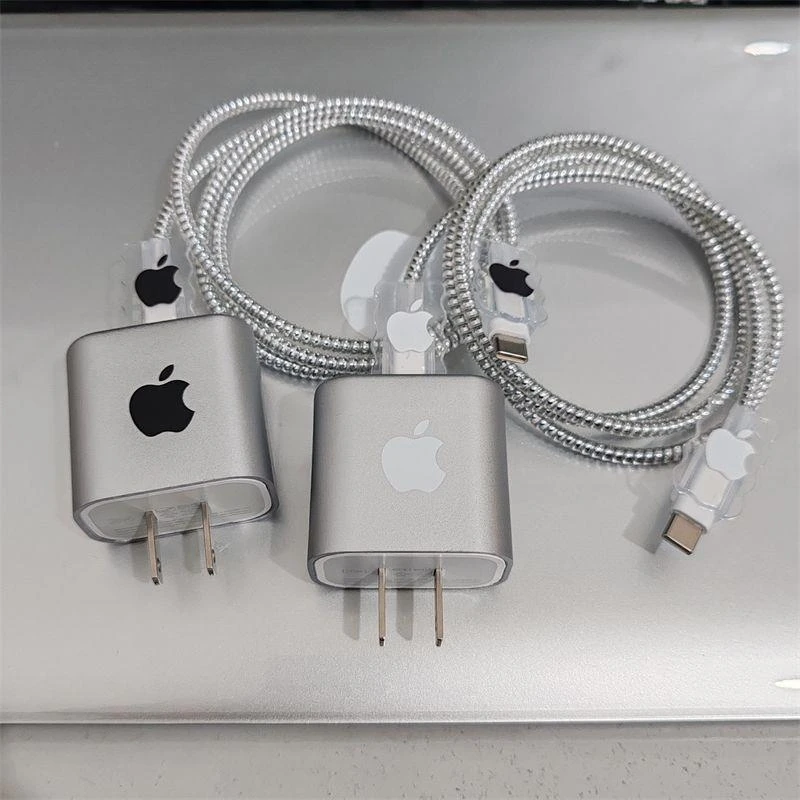 电镀简约苹果数据线保护套快充20wiPhone15promax适用14/13ipad12