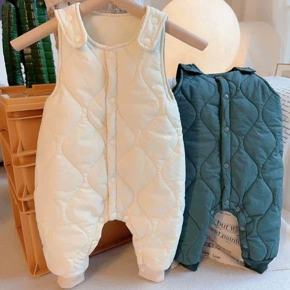 儿童背带裤冬季男夹棉保暖女宝宝裤子按扣裆加绒加厚棉裤婴儿外穿