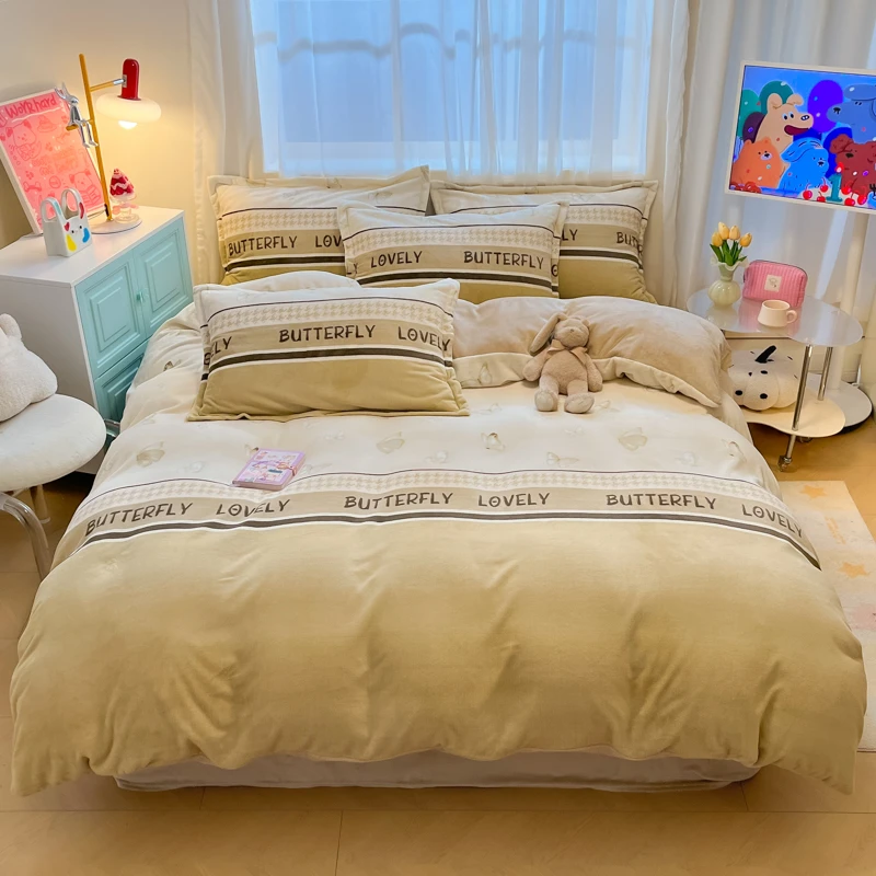 拉萨发货西藏包邮家用学生宿舍亲肤牛奶绒床上四件套