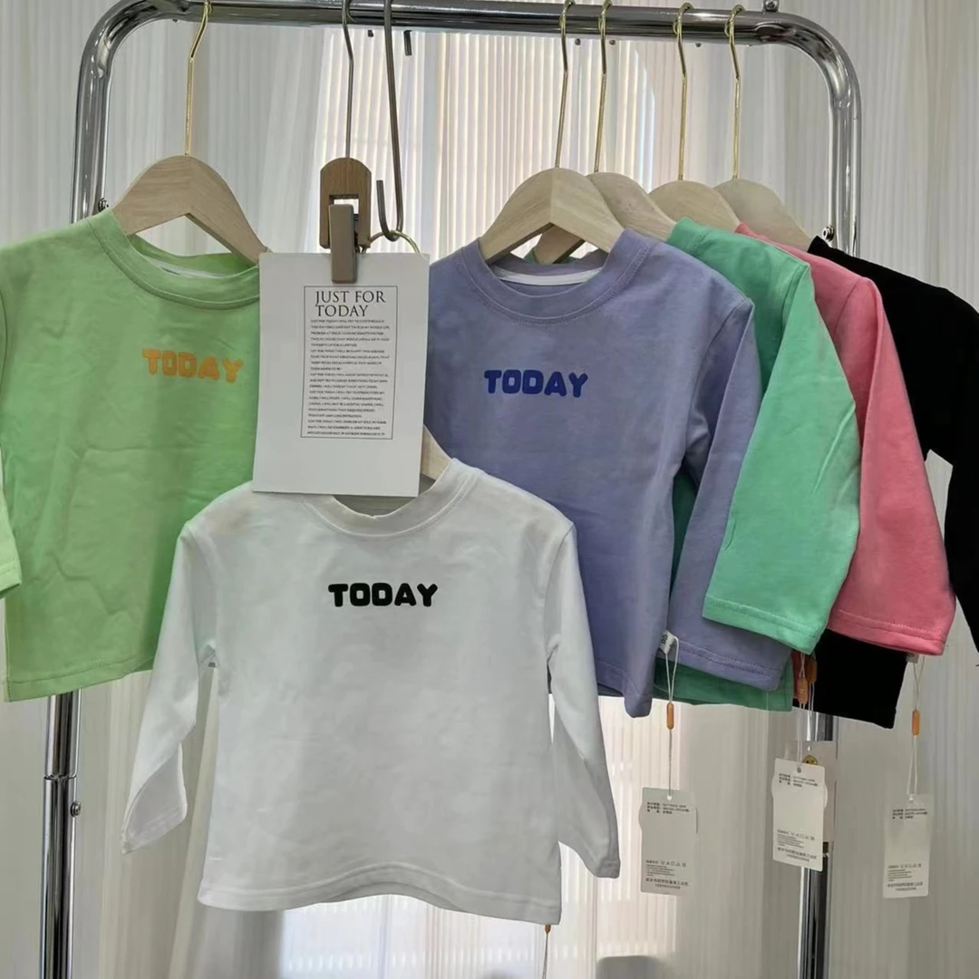 儿童圆领百搭长袖T恤 春秋新款韩版上衣 男童女童休闲打底衫