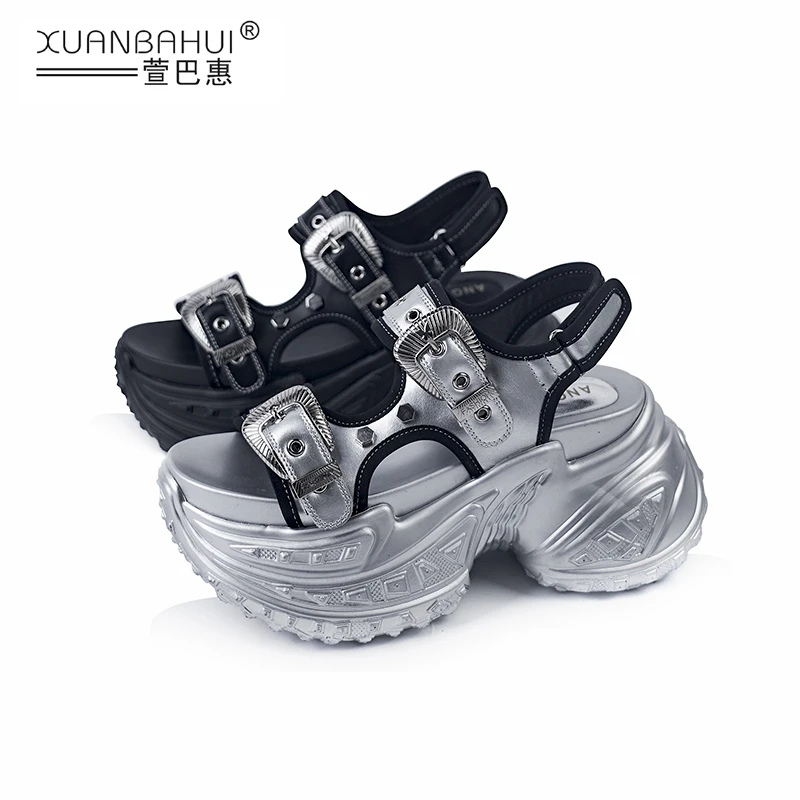 【摩登盛夏】亿亿女鞋高街2024透气小众镂空9CM厚底休闲鞋8182-5