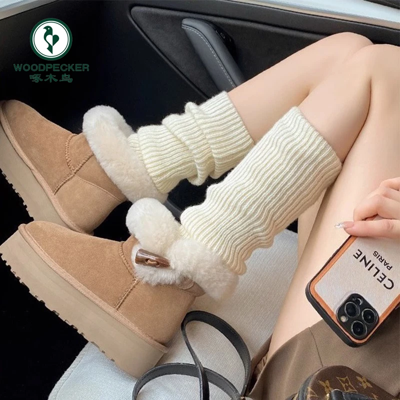啄木鸟厚底雪地靴女款冬季外穿防滑棉靴防滑短靴保暖加厚加绒棉鞋