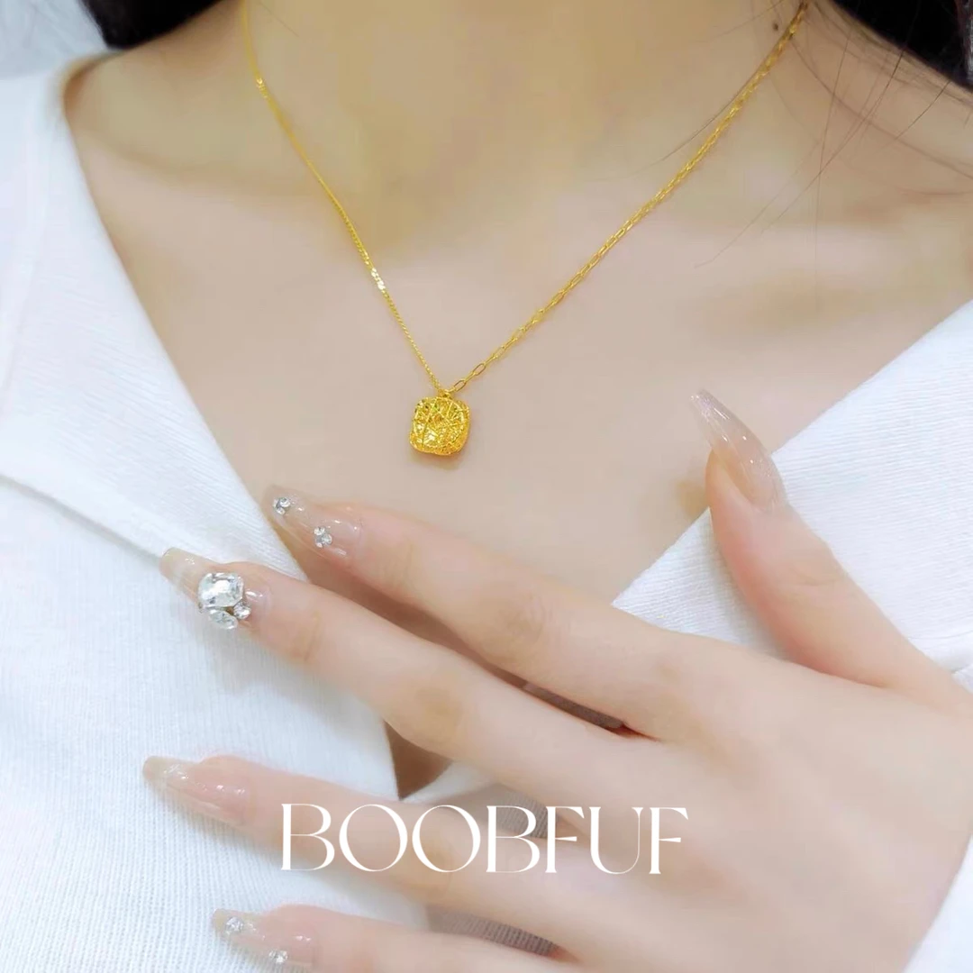 铜合金项链 花丝小方糖项链女轻奢百搭高级感锁骨链不掉色项链