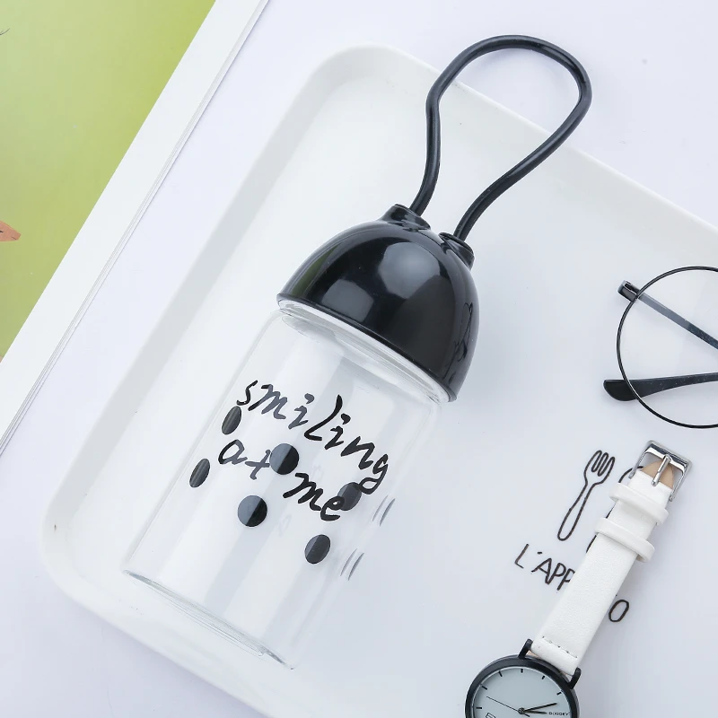 可爱单层防烫玻璃杯提手女生士便携清新学生泡茶小水瓶水杯子简约