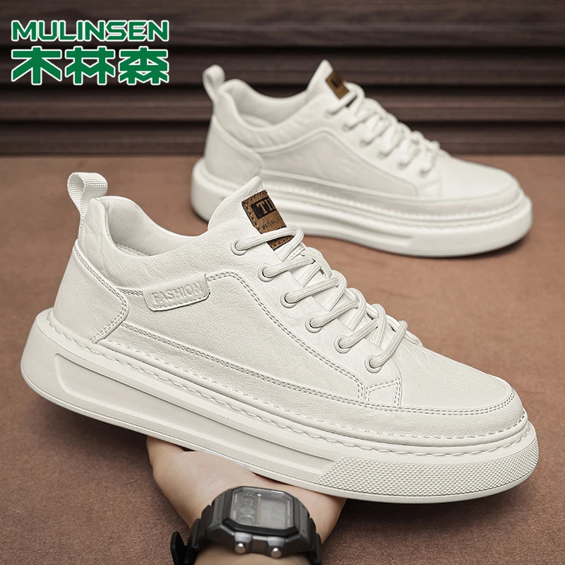 木林森男鞋子透气新款时尚潮流百搭男士皮鞋休闲鞋韩版小白鞋潮鞋