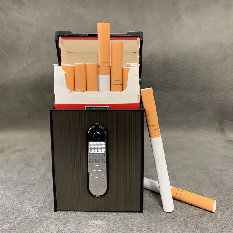 充电烟盒打火机一体男士装创意个性便携粗中细支软硬包通用20支