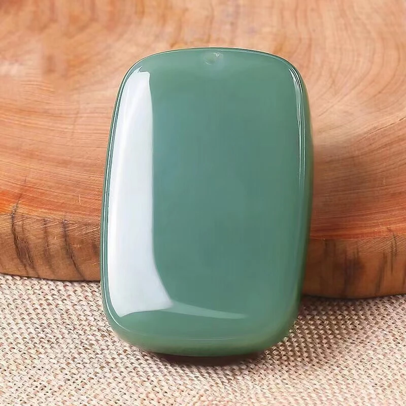 纯天然时尚精美平安无事牌雕刻且末蓝玉佩挂件男女同款颈饰微色差