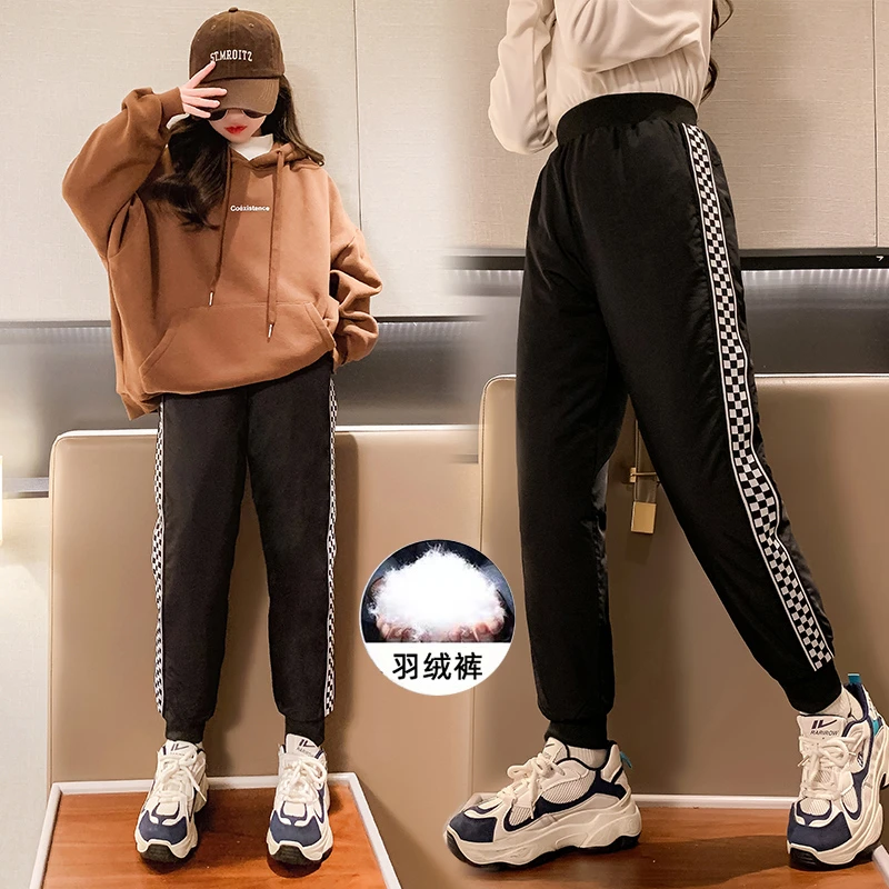 女童羽绒裤秋冬加厚棉裤中大童洋气儿童高腰冬季保暖女孩外穿裤子