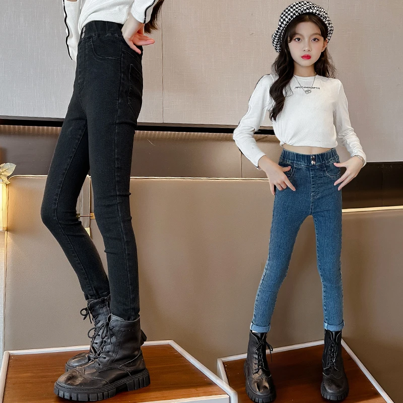 女童牛仔裤秋装洋气儿童外穿铅笔裤子中大童女孩春秋季弹力小脚裤