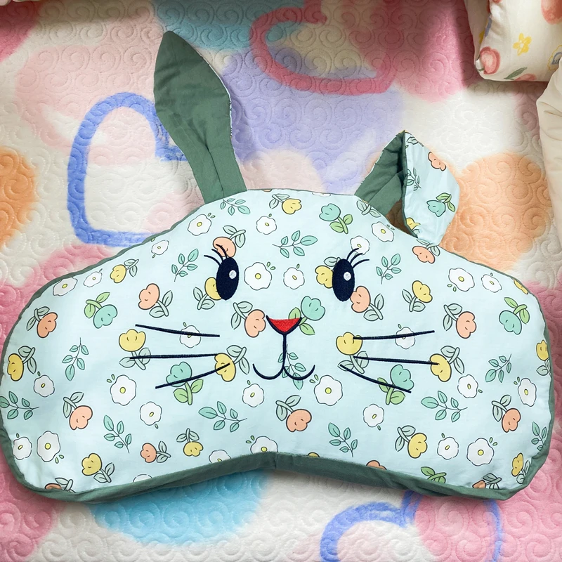 纯棉吸汗荞麦枕枕头柔软折耳兔枕重工刺绣护颈枕夹棉可拆洗棉花