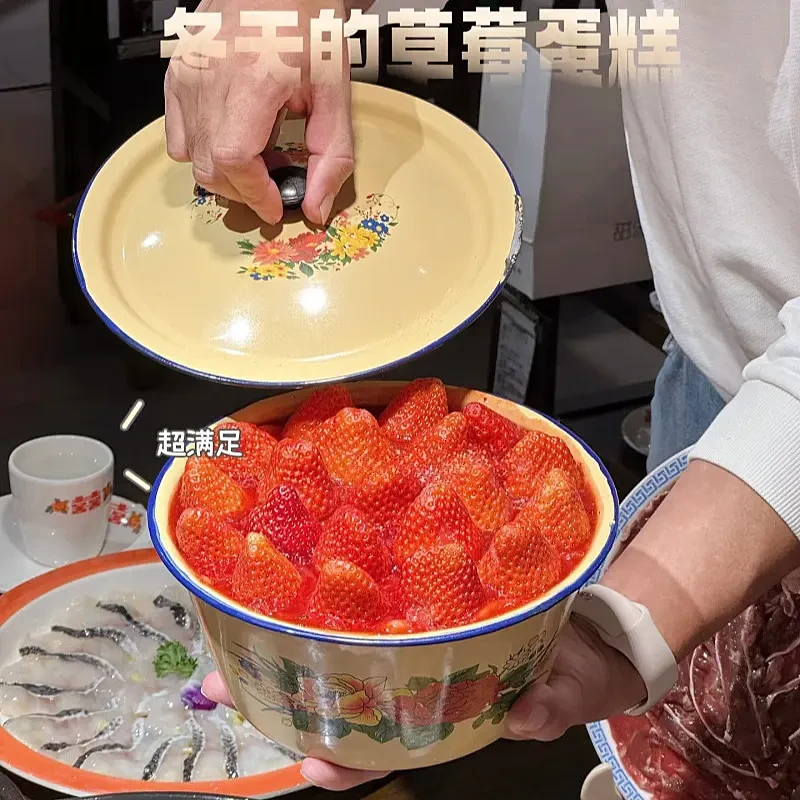 搪瓷盘草莓蛋糕定制生日蛋糕全国店同城配送抖音团购附近送货上门