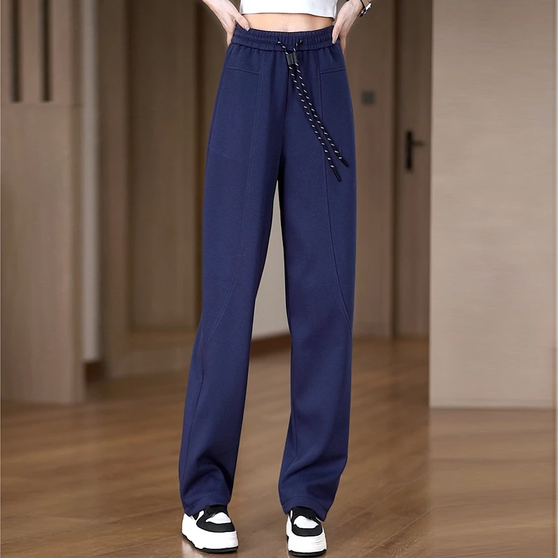 运动裤女秋季2024年新款高腰香蕉裤小个子休闲风直筒阔腿卫裤子