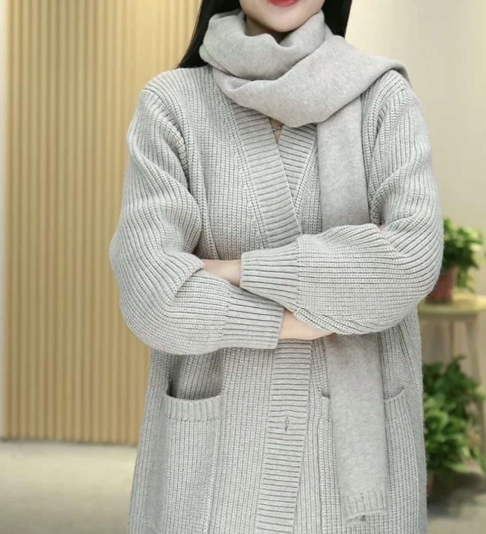 【USU】羊毛围巾女秋冬季长款加厚百搭时尚经典纯色大披肩保暖围脖