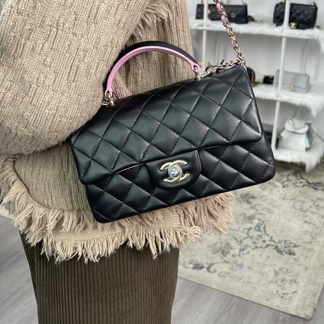 全新未使用 Chanel/香奈儿 23P新款手提手柄cfmini迷你包 羊皮