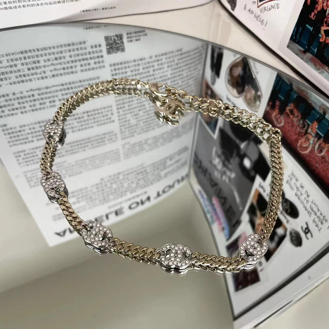 全新未使用 Chanel/香奈儿 24v新款经典五花满钻双c chocker项链