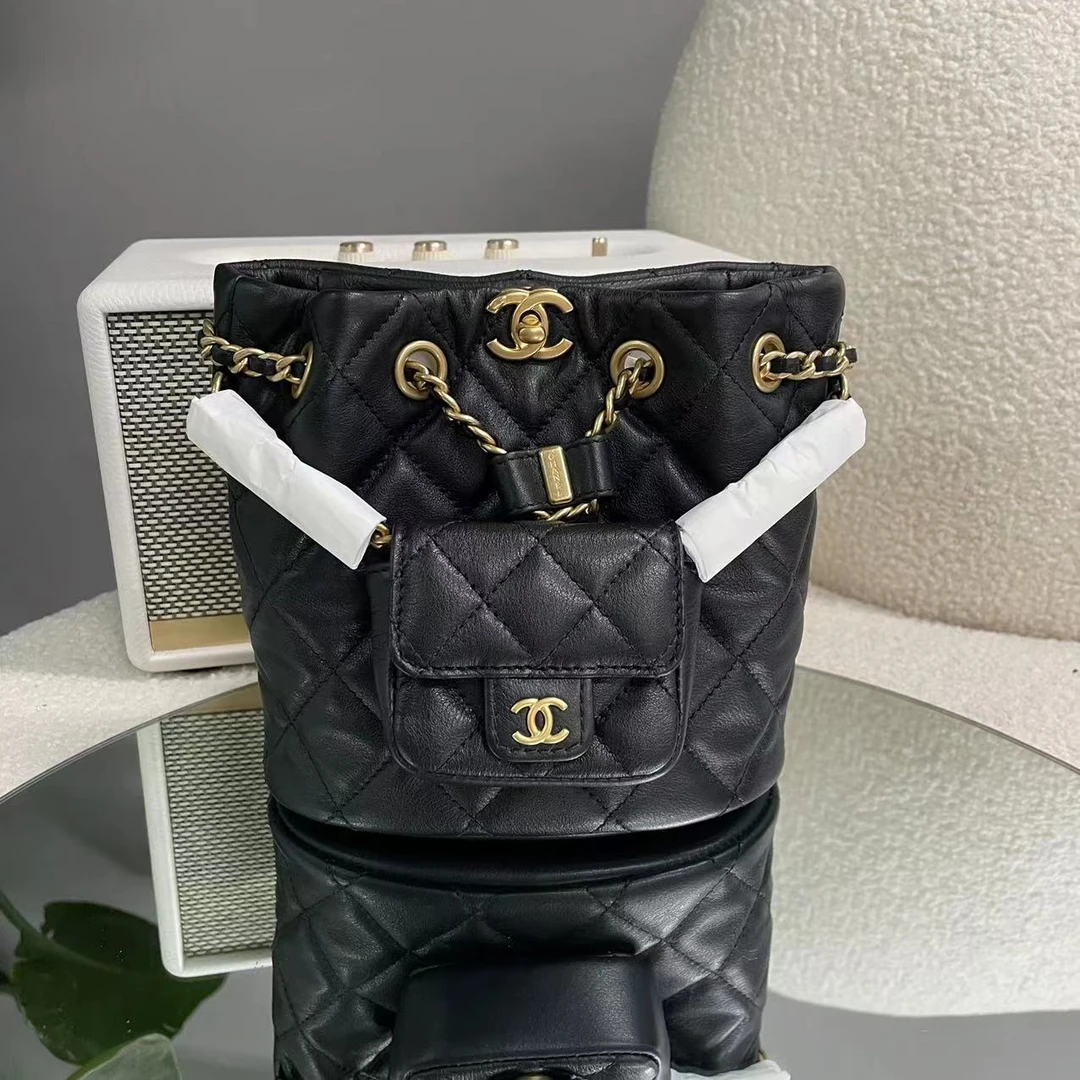 未使用 Chanel/香奈儿 23A黑金牛皮子母双肩包