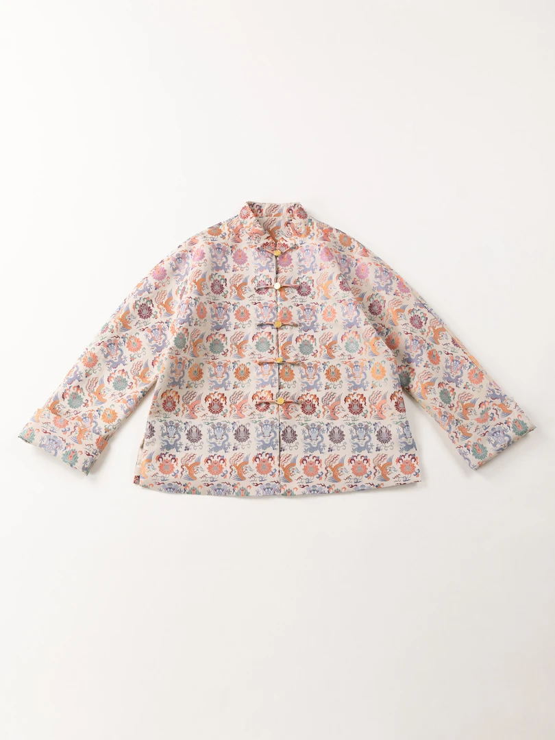 上久楷宋锦龙凤穿莲纹锦外套新中式国风手工一字扣龙凤呈祥带钢印