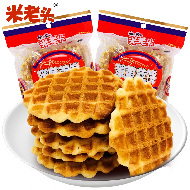 米老头蛋黄煎饼鸡蛋饼干原味早餐小吃石头圆饼卷零食休闲品小饼干