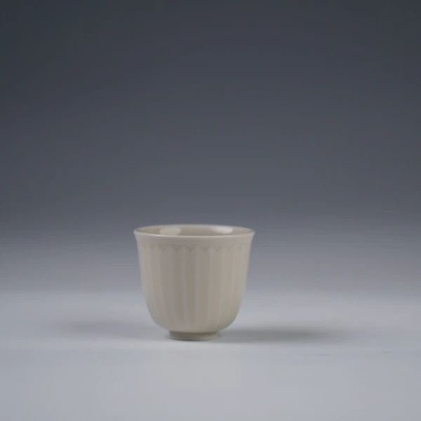 一尚定窑高温白瓷剔花盏纯手工茶杯茶具