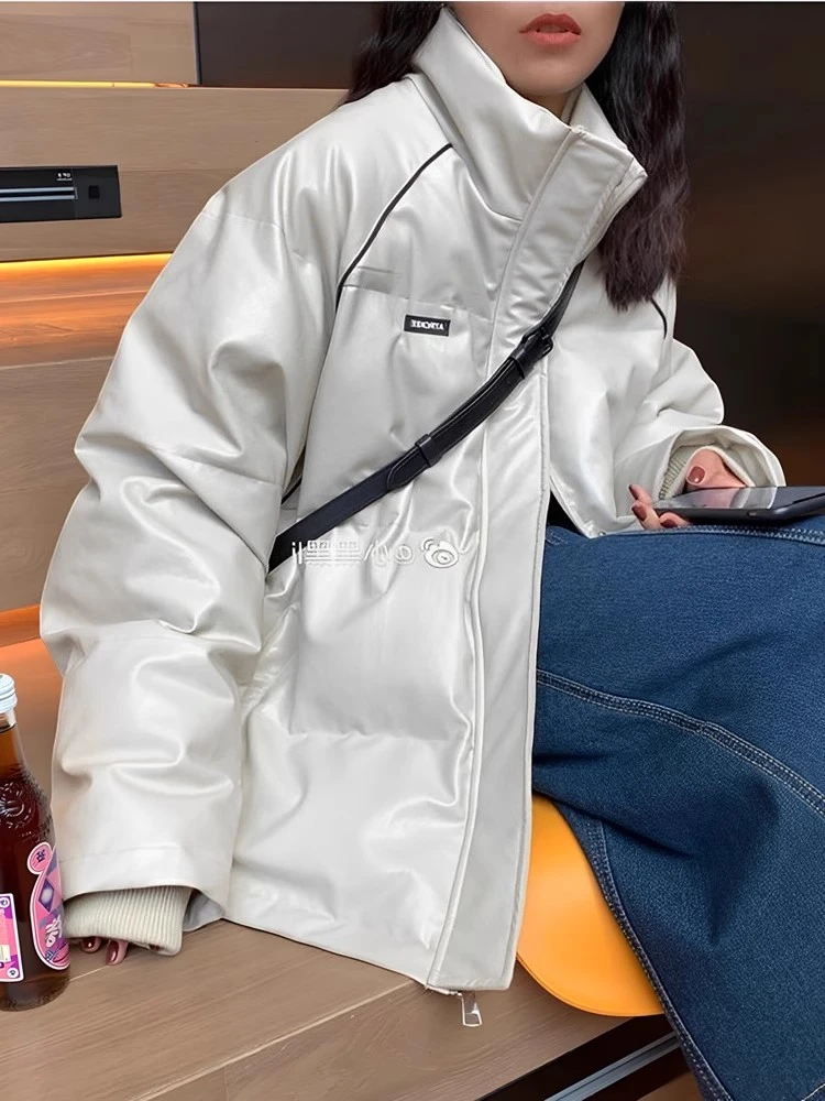 高级感加厚抗风pu皮棉服外套女冬季新款小众oversize棉袄潮 8360