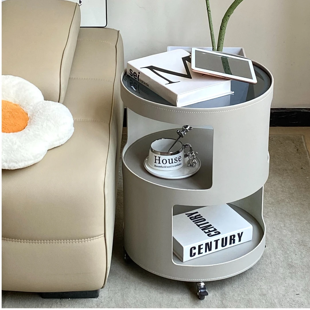 可移动茶几客厅家用马鞍皮沙发边几置物架带轮高级感铁艺床头边柜