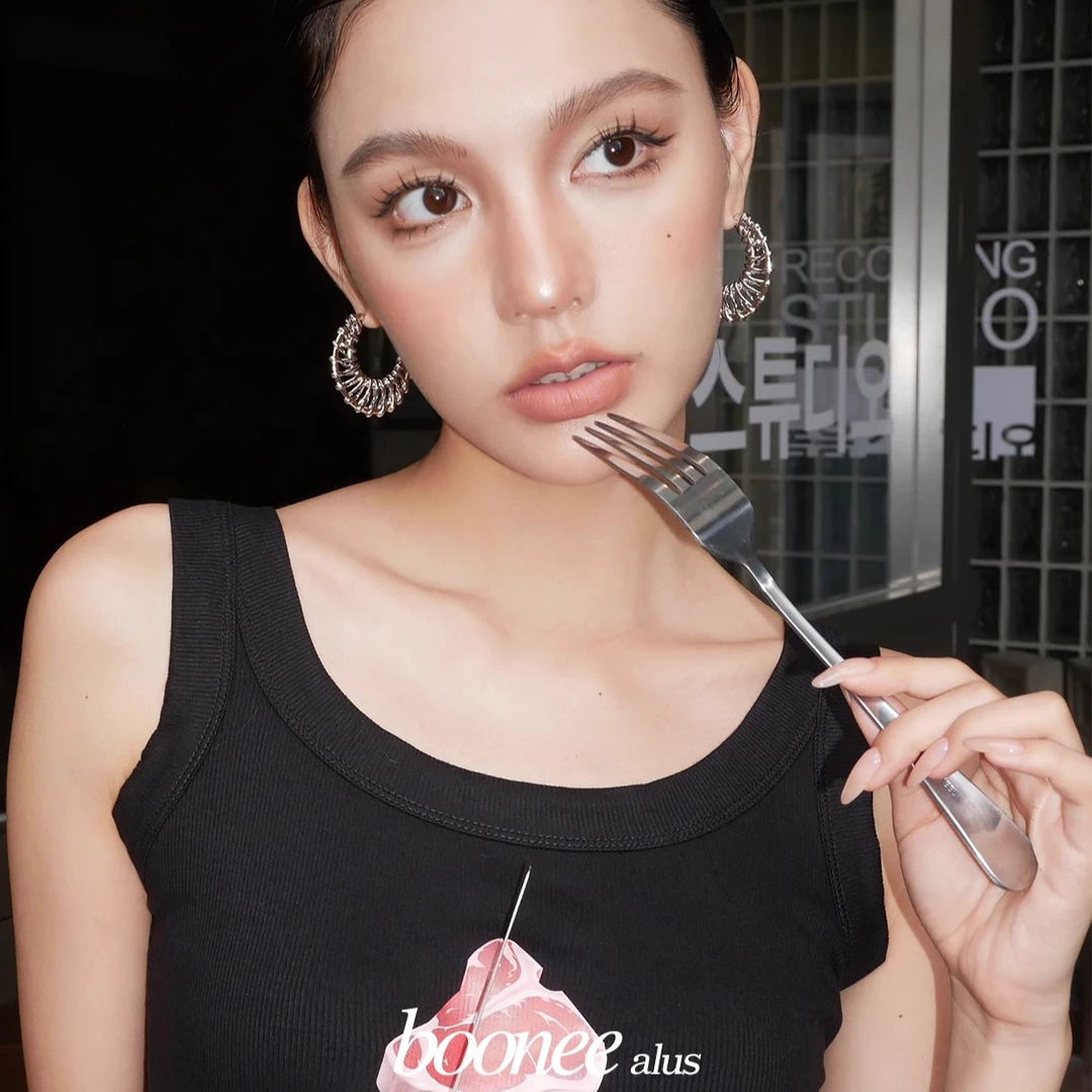 boonee alus 铜合金合成锆石耳饰 独特C圈耳钉女显瘦耳圈冷淡风