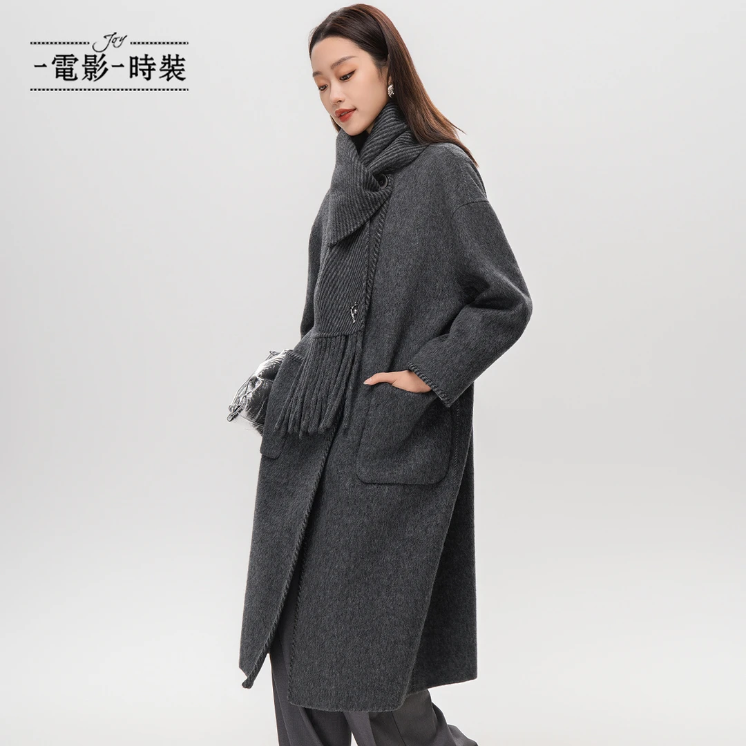 【千颂妮专享】一电影一时装围巾双面呢大衣外套 FGCG811119