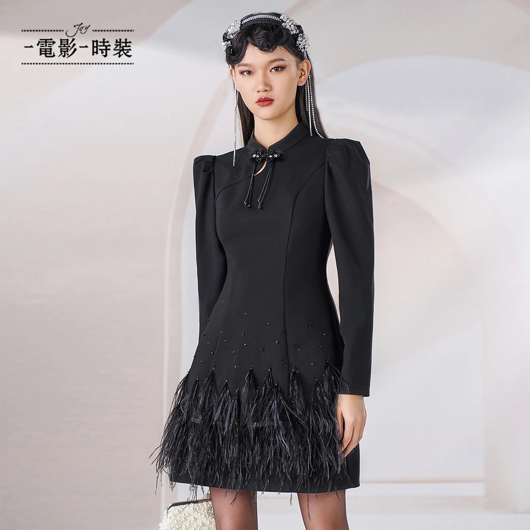【媛媛女王专享】一电影一时装重工钉珠礼服旗袍裙FEHL146612