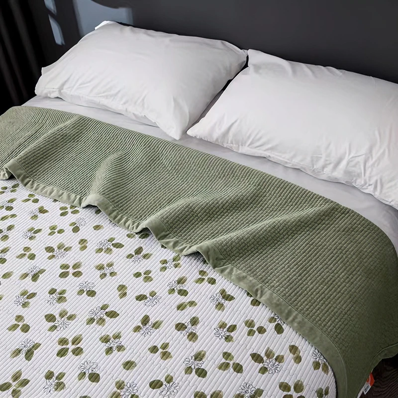 天丝绒床盖夹棉绗缝牛奶绒毯两用高品一面天丝一面宝宝绒双面床单