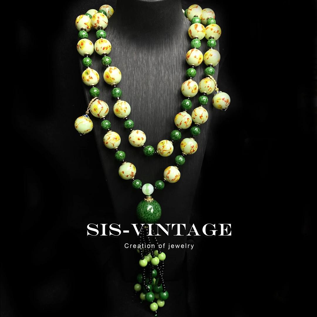 铜合金琉璃项链 酒当歌 古法非遗凤眼琉璃卡20MM国风斜跨项链