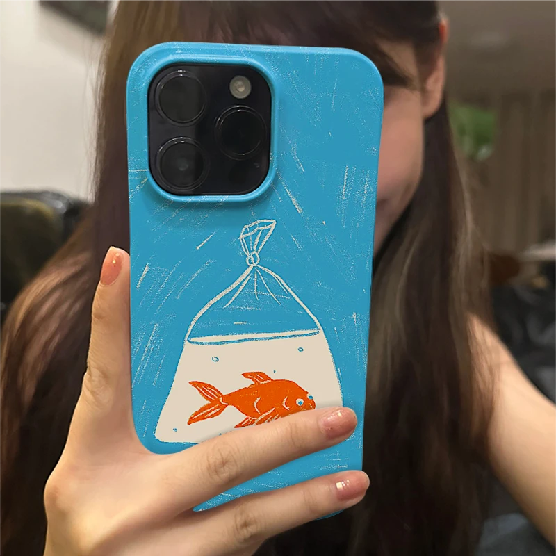 适用iPhone15promax手机壳苹果14保护套12/13/11个性8/7水带鱼ins