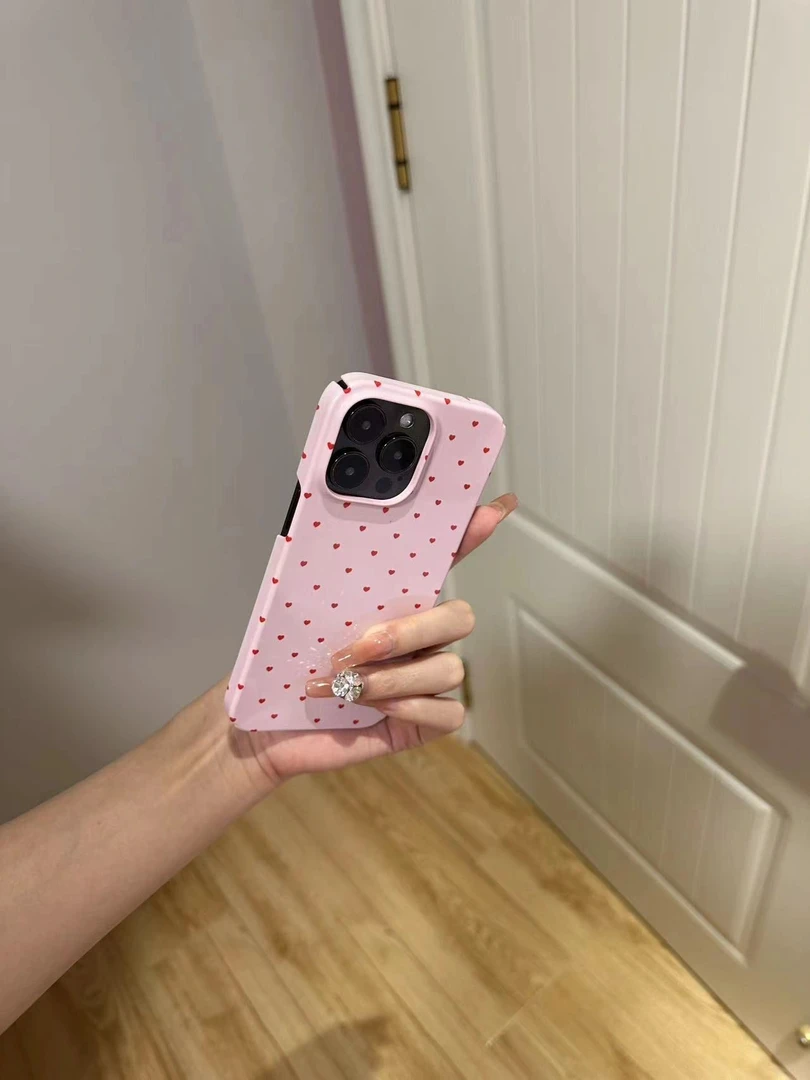 适用iPhone14promax手机壳苹果15保护套12/13/11个性可爱粉色爱心
