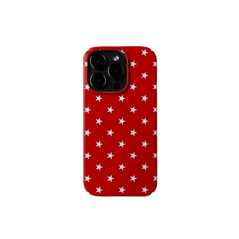 红白简约星星ins风iPhone14苹果15promax菲林手机壳小米14华为
