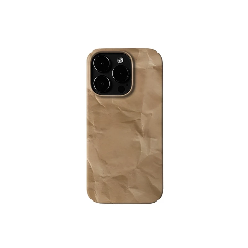 折皱牛皮纸ins风iPhone14苹果15promax菲林手机壳小米14