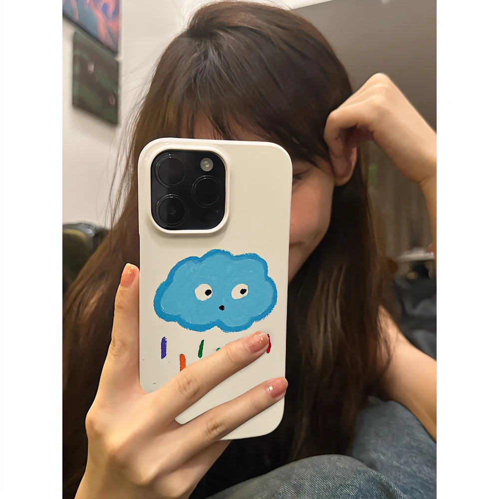 适用iPhone14promax手机壳苹果15保护套12/13/11个性8/7雨云小众