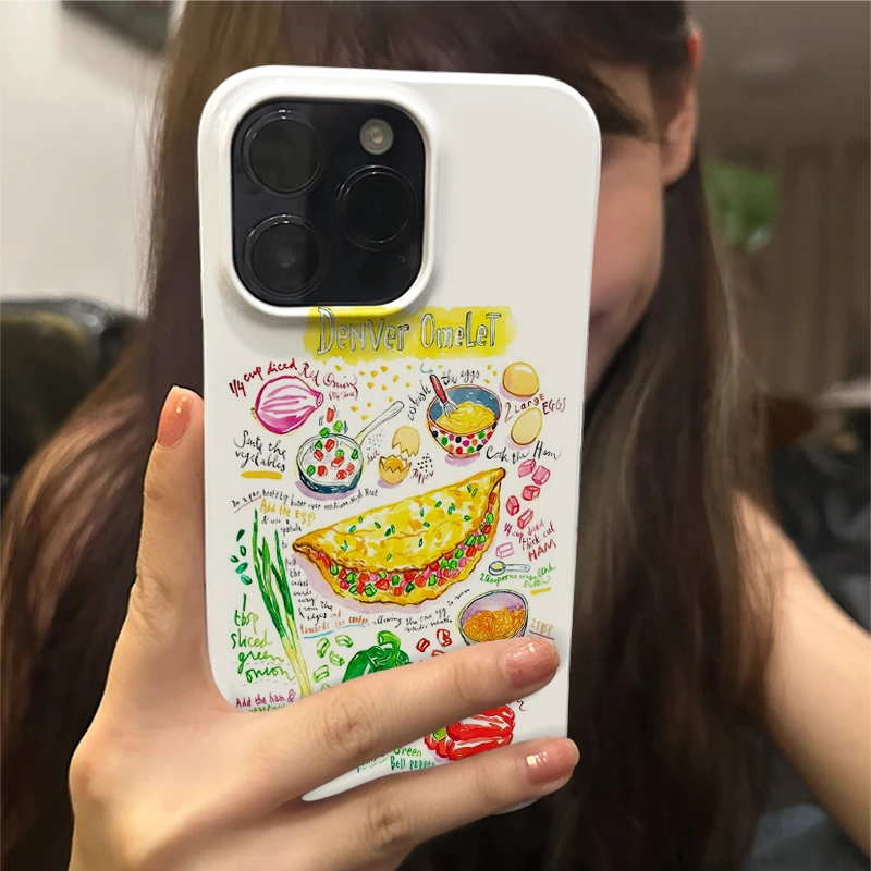 艺术手绘煎蛋饼绘画适用于苹果iPhone15pro/15promax/15/14/13/11