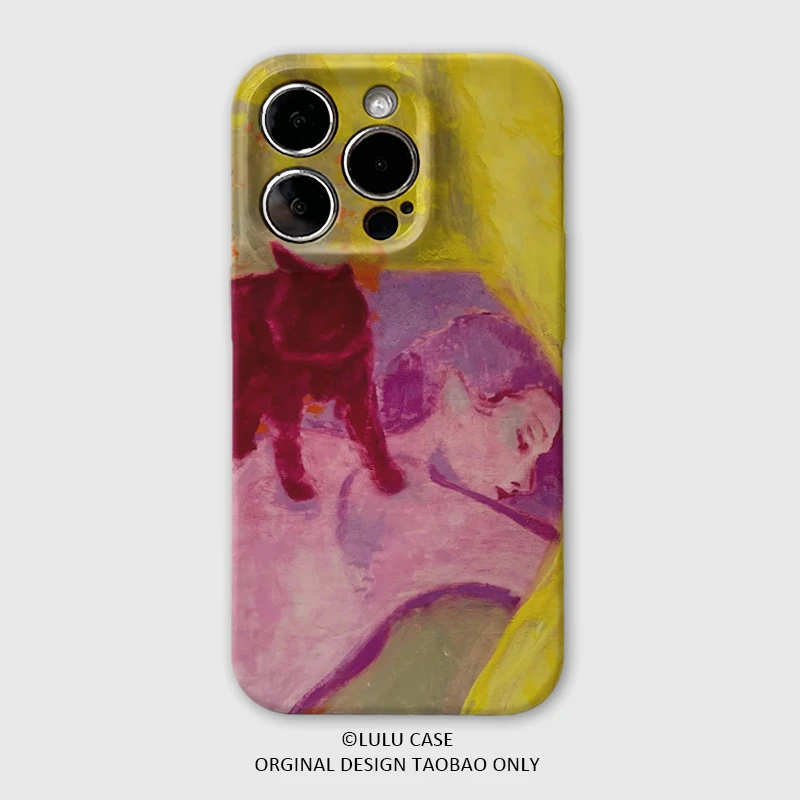 女孩和猫治愈时刻  适用苹果16Promax手机壳iphone15保护壳14/13/